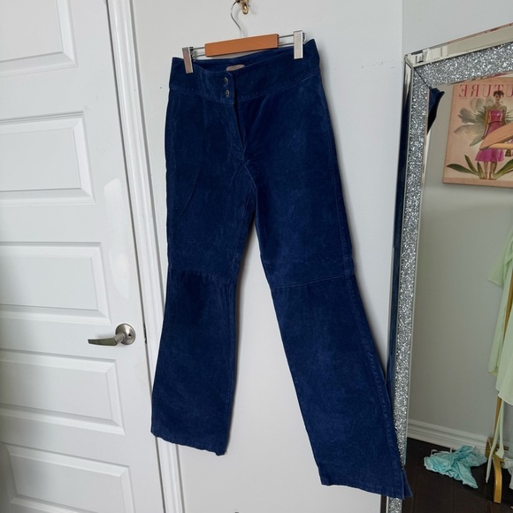 Vintages skotts suede real leather deep navy pants y2k rodeo western vibes 8 - Picture 5 of 10